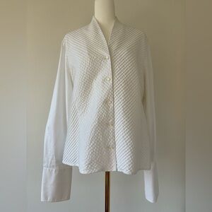 Crisp White Coastal Grandma Button Down